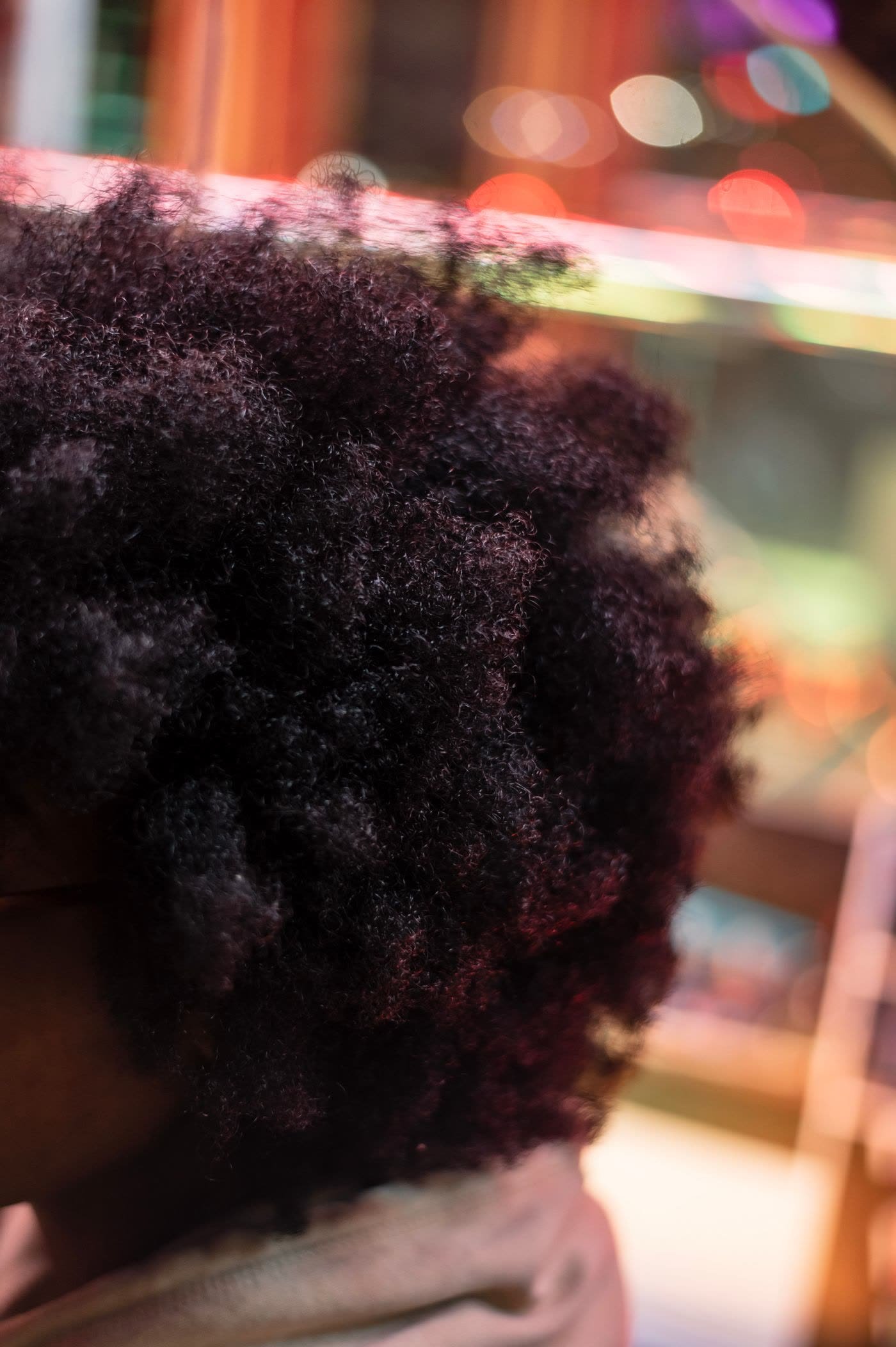 Natural afro texture portrait at dusk
